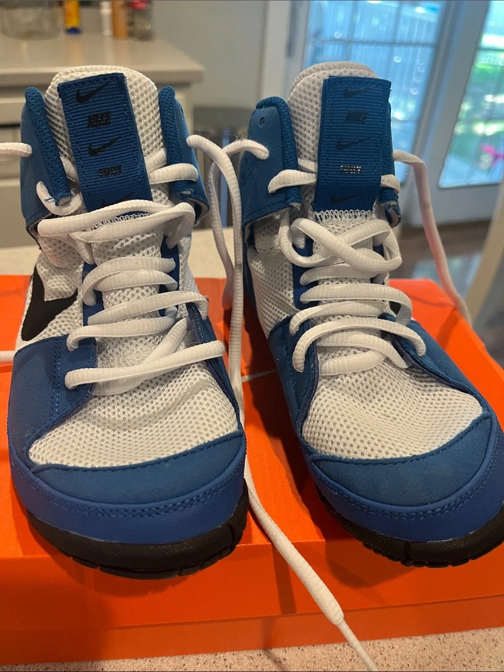 Nike Kids Blue, White and Black Wrestling Shoes